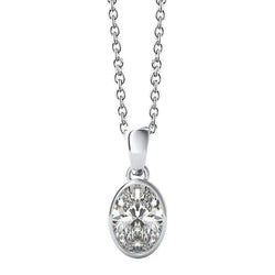 1 Carat Ovale Coupe Solitaire Réel Diamant Pendentif Dames Bijoux