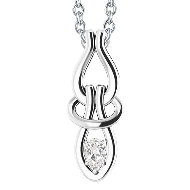 1 Carat Réel Poire Diamant Taille Ancienne Pendentif Solitaire Or Blanc 14K