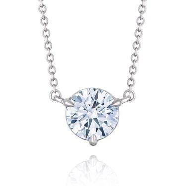 1 Carat Rond Naturel Diamant Solitaire Collier Pendentif Or Blanc 14K