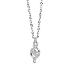 1 Carat Rond Réel Diamant Blanc G-clef Collier Pendentif Or Blanc 14K