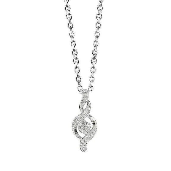 1 Carat Rond Réel Diamant Blanc G-clef Collier Pendentif Or Blanc 14K