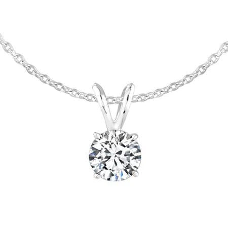 1 Carat Rond Solitaire Naturel Diamant Collier Pendentif Or Blanc 14K