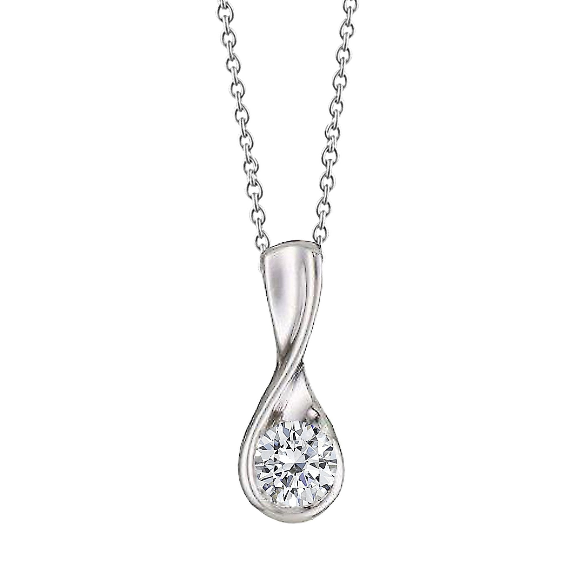 1 Carat Solitaire F VS1 Magnifique Collier Pendentif Naturel Diamant Rond WG 14K