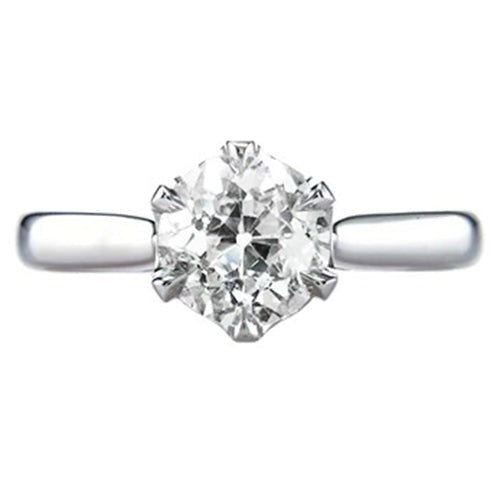 1 Carat Solitaire Rond Prong Set Vieux mineur Réel Diamond Ring Bijoux