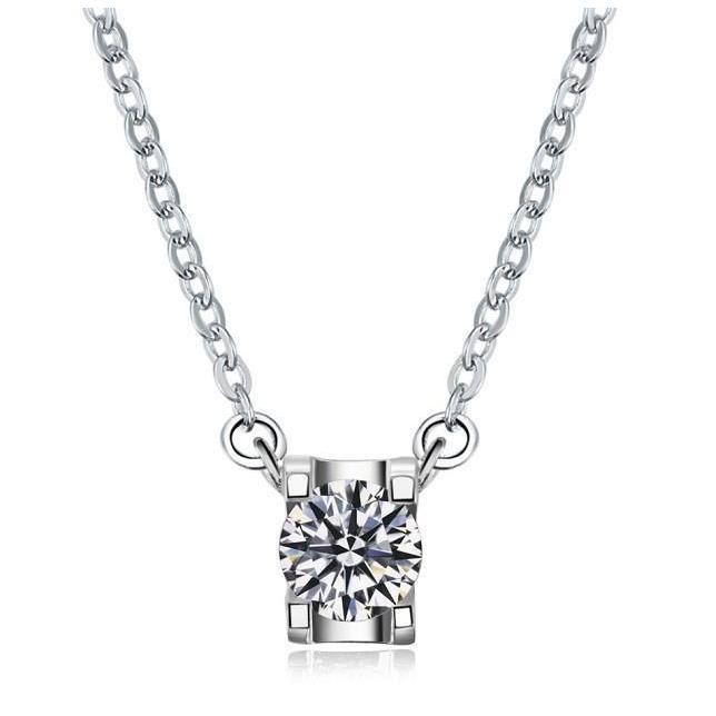 1 Carat Véritable Diamant Femmes Collier Pendentif Or Blanc 14K