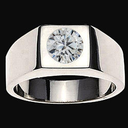 Homme Certifié IGI Bague Masculine – Brillant 1 carats 10K White