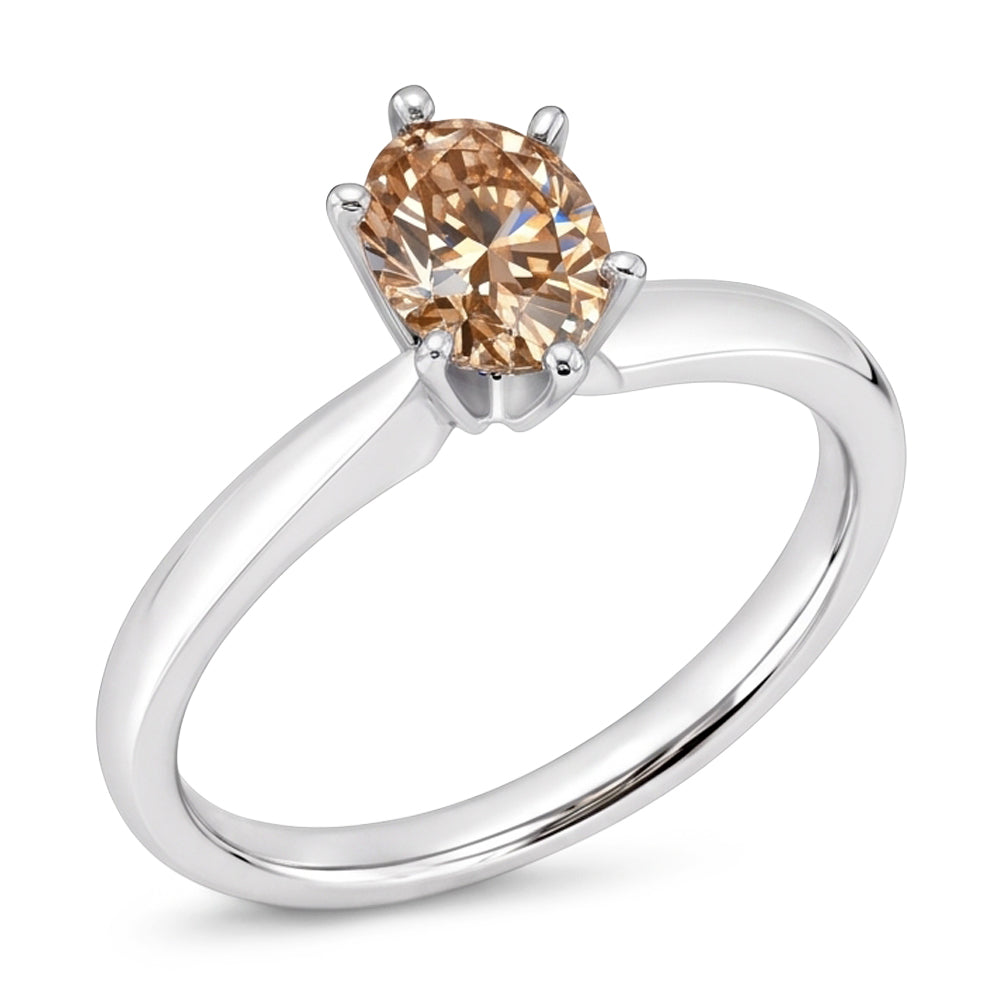 1 carat ovale champagne bague de mariage diamant pierre précieuse