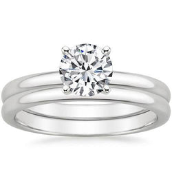 Taille Brillant Brillant Bague Solitaire en Or Blanc 14 Carats