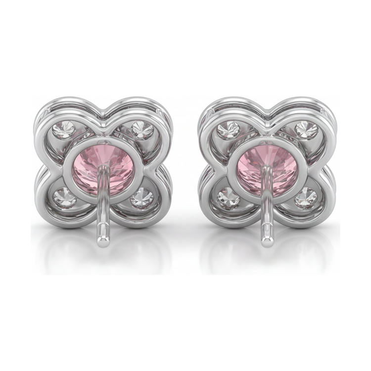 Boucles d'oreilles en grappe avec diamants roses ronds de laboratoire 1 carat en Or Blanc 14 carats