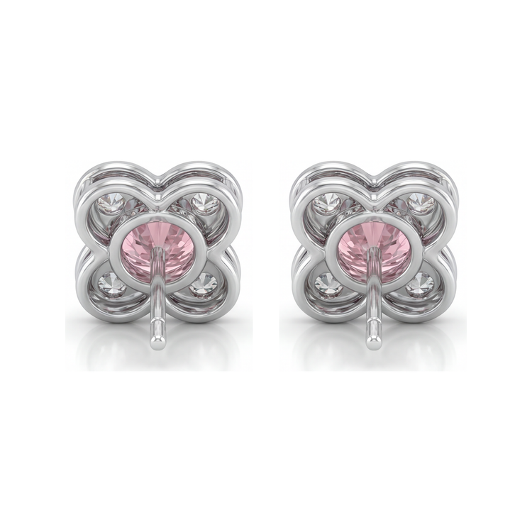 Boucles d'oreilles en grappe ronde avec diamants roses de laboratoire 1 carat en Or Blanc 14 carats