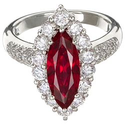 10.50 Ct Rubis Rouge Taille Marquise Avec Diamant Naturels Extraits des Mines ( et non cultivés en laboratoire ) Bague Or Blanc 14K