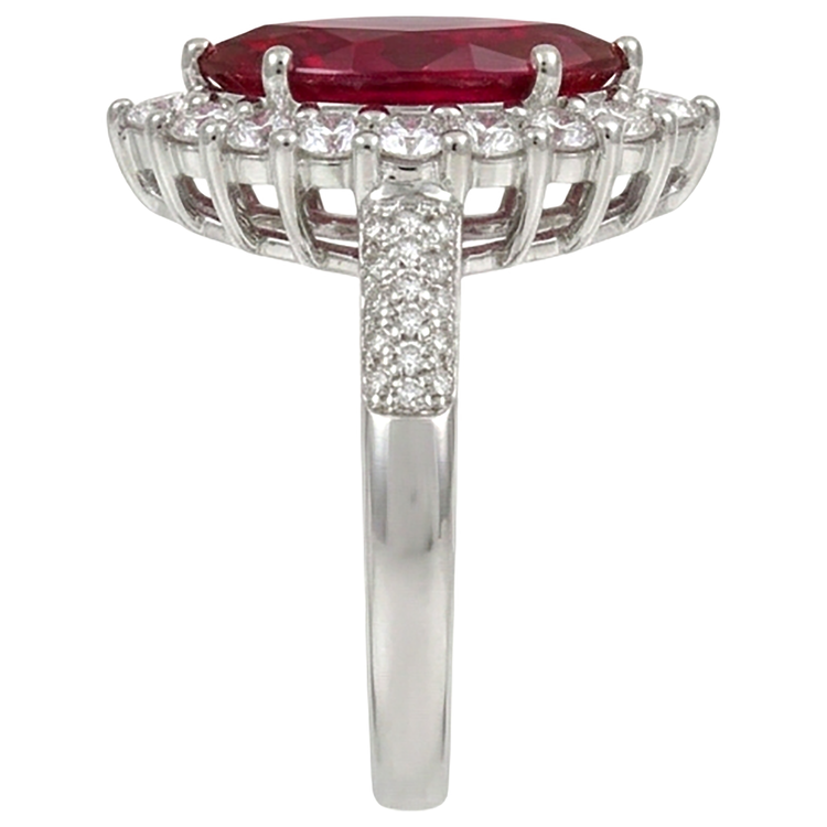 10.50 Ct Rubis Rouge Taille Marquise Avec Diamant Naturels Extraits des Mines ( et non cultivés en laboratoire ) Bague Or Blanc 14K