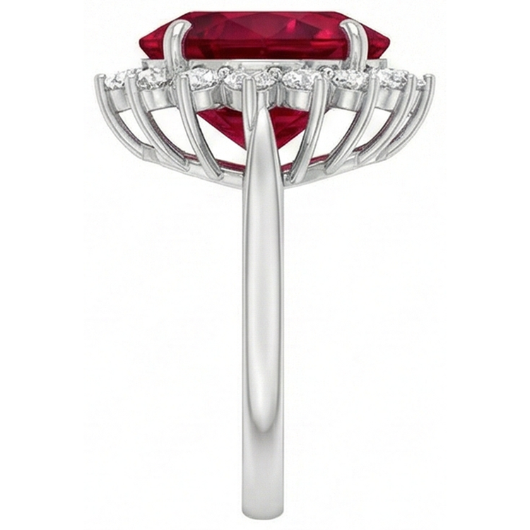 10.75 carats en forme de coeur rouge rubis Aaa avec bague en diamant