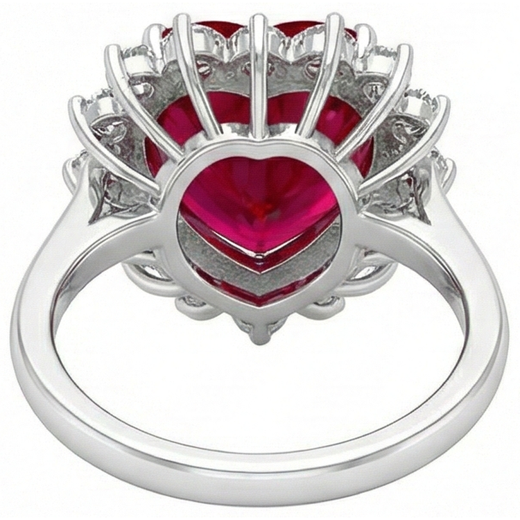 10.75 carats en forme de coeur rouge rubis Aaa avec bague en diamant