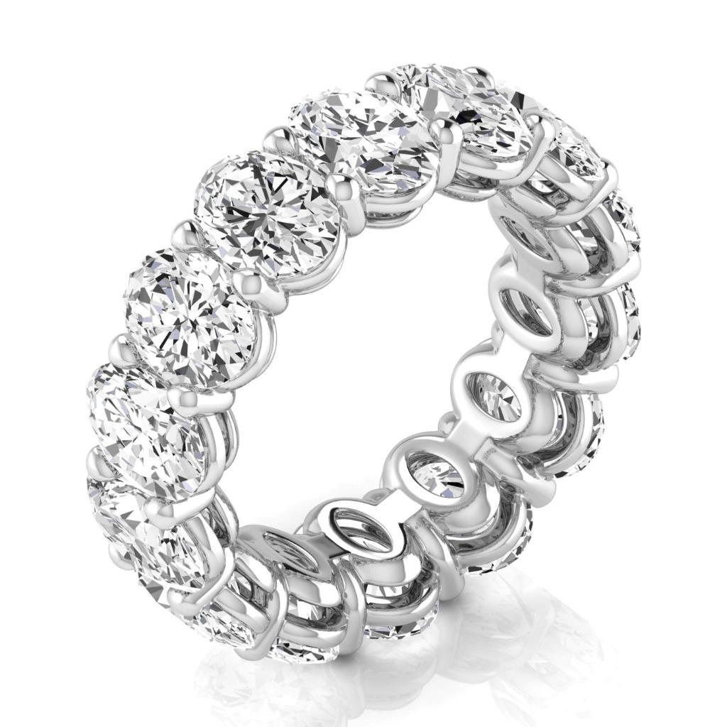 Taille Ovale Diamant bague en Or 14K Blanc – vue de côté