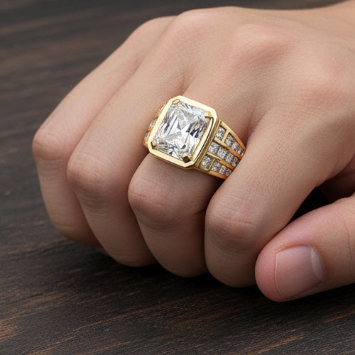Sophistiqué Brillant Bague pour Homme 10 carats – vue d'angle