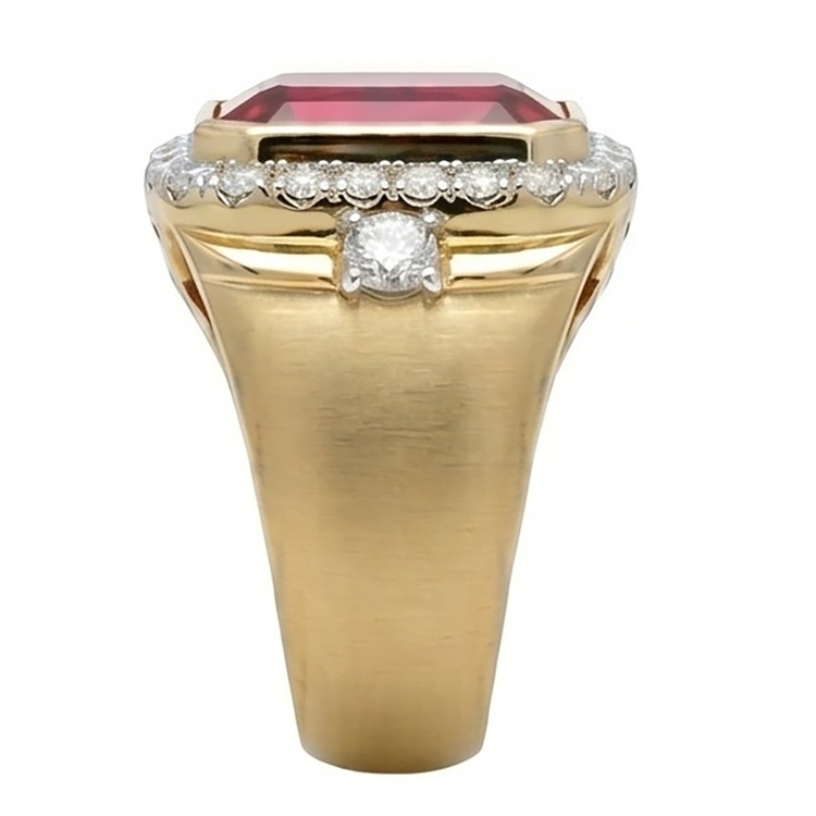 10K Yellow Gold Rubis Birman Bague Homme – 8,5-carats Taille