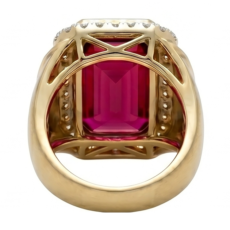 10K Yellow Gold Rubis Birman Bague Homme – 8,5-carats Taille