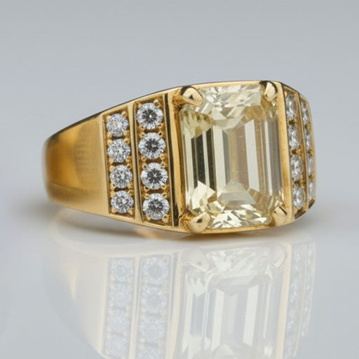 Diamant Fin Bague Homme 8-carats 10K Yellow Gold – vue de face