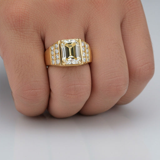 Diamant Fin Bague Homme 8 carats 10K Yellow Gold – vue d'angle