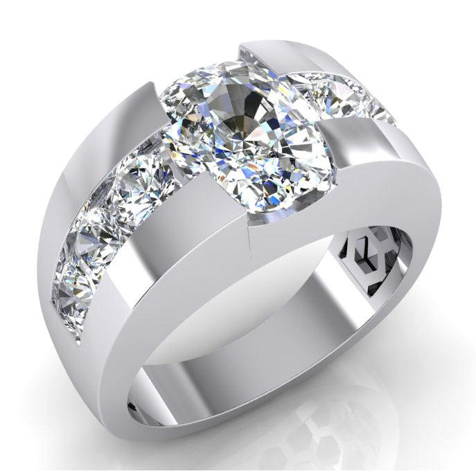 Bague Pour Homme Or 10K Avec Diamant Rond Coussin De Cultivé En Laboratoire
