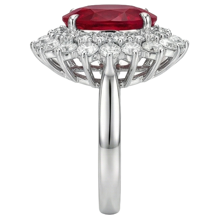 11.75 carats rubis rouge avec diamants bague en or blanc 14K