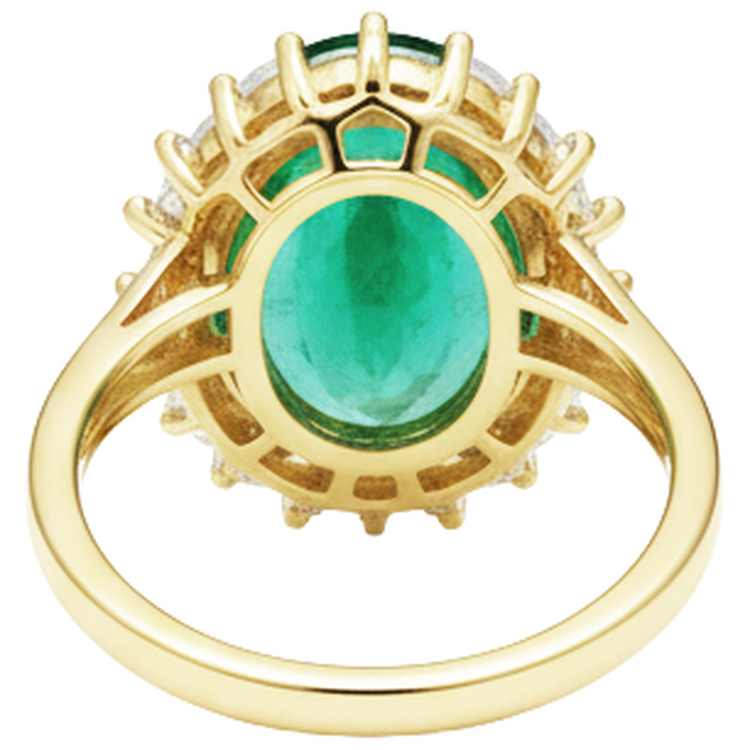 11 Carats Ovale Vert Emeraude Avec Bague de Mariage En Or Jaune 14k