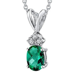 11 carats serti d'émeraude verte avec pendentif diamant or blanc 14K