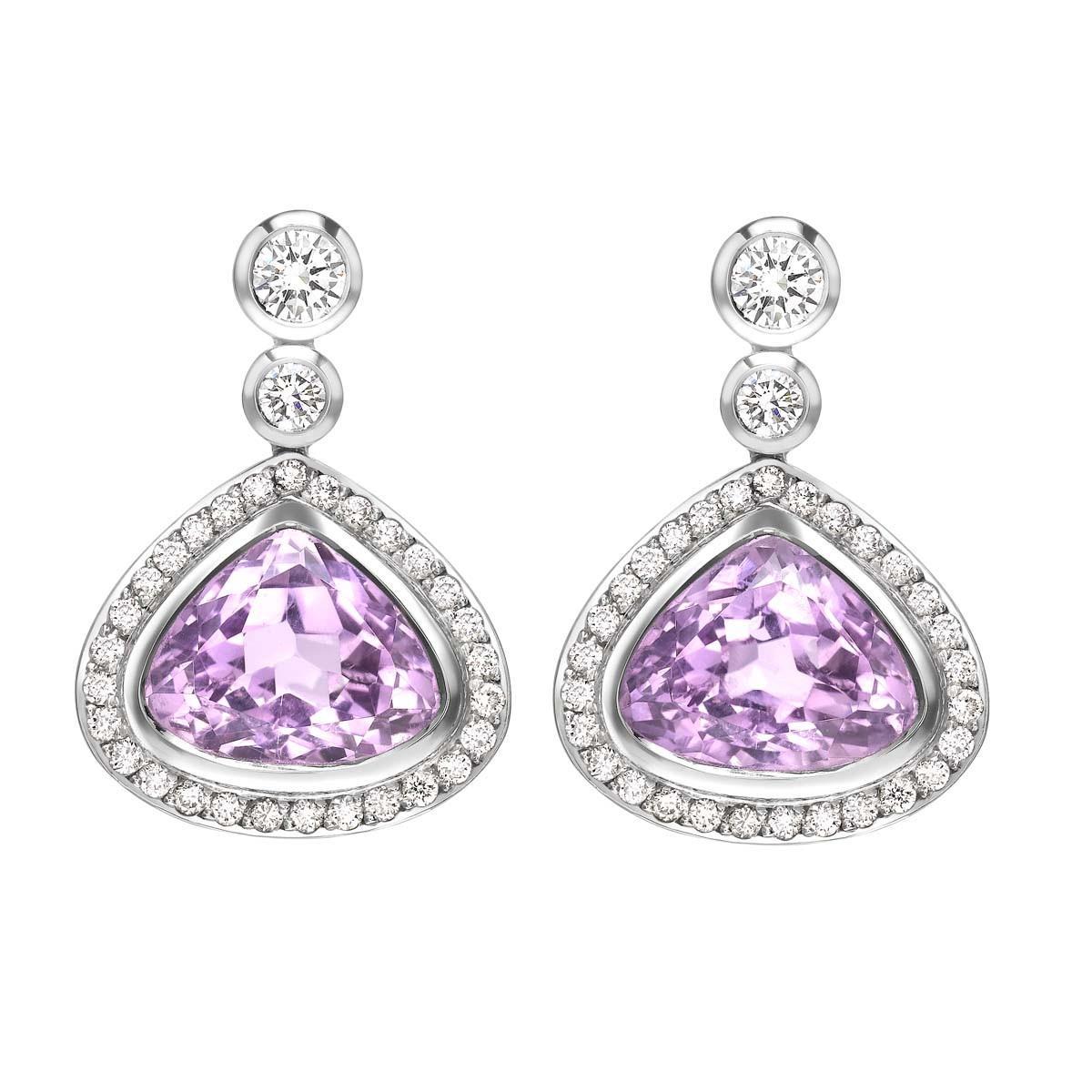 Kunzite Gemstone Earring 9,60-carats Or Blanc 14 Carats – vue principale