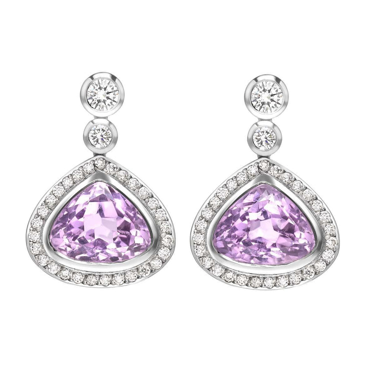 Kunzite Gemstone Earring 9,60-carats Or Blanc 14 Carats – vue principale
