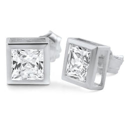 Brillant Boucles d'Oreilles de luxe – 0,50 carats Or 14K Blanc