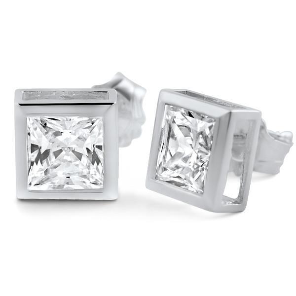 Princesse Brillant bague en Or 14K Blanc – vue principale