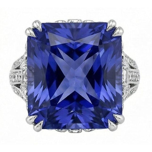11.51 carats coussin Sri Lanka saphir diamant rond bague en or blanc
