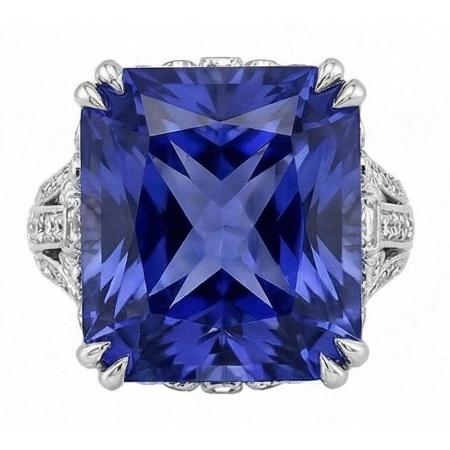 11.51 carats coussin Sri Lanka saphir diamant rond bague en or blanc