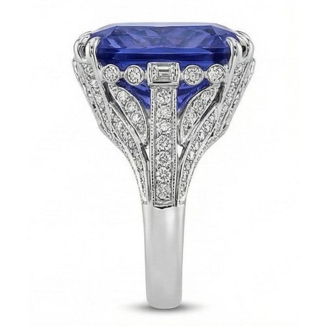 11.51 carats coussin Sri Lanka saphir diamant rond bague en or blanc