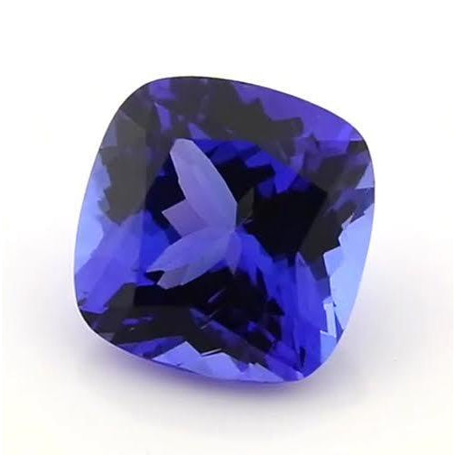 Coussin Tanzanite Bleue bague en Gold – vue de face