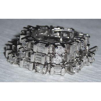 11.40 carats. Bracelet Tennis Réel Diamants WG Baguettes & Diamants Ronds