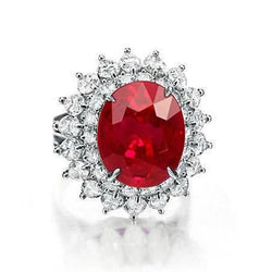 11.75 carats rubis rouge avec diamants bague en or blanc 14K