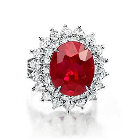 11.75 carats rubis rouge avec diamants bague en or blanc 14 carats