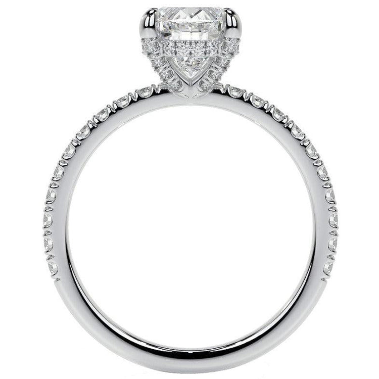 Taille Old Mine Brillant bague en Or 14K Blanc – vue de face