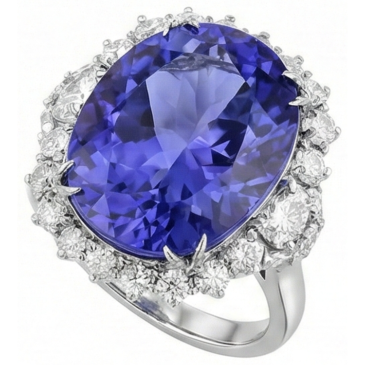 naturel marquise tanzanite 12.25carats bague vue de dessus