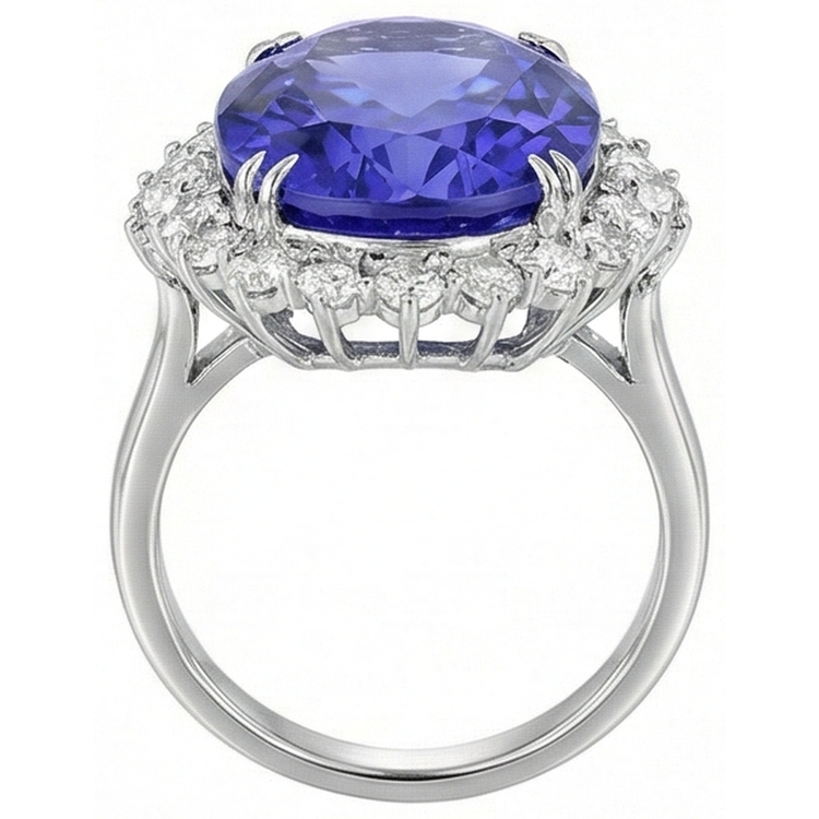naturel marquise tanzanite 12.25carats bague vue de profil