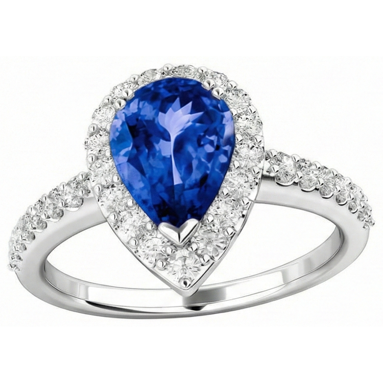 naturel pear tanzanite 12.25carats alliance angle de côté