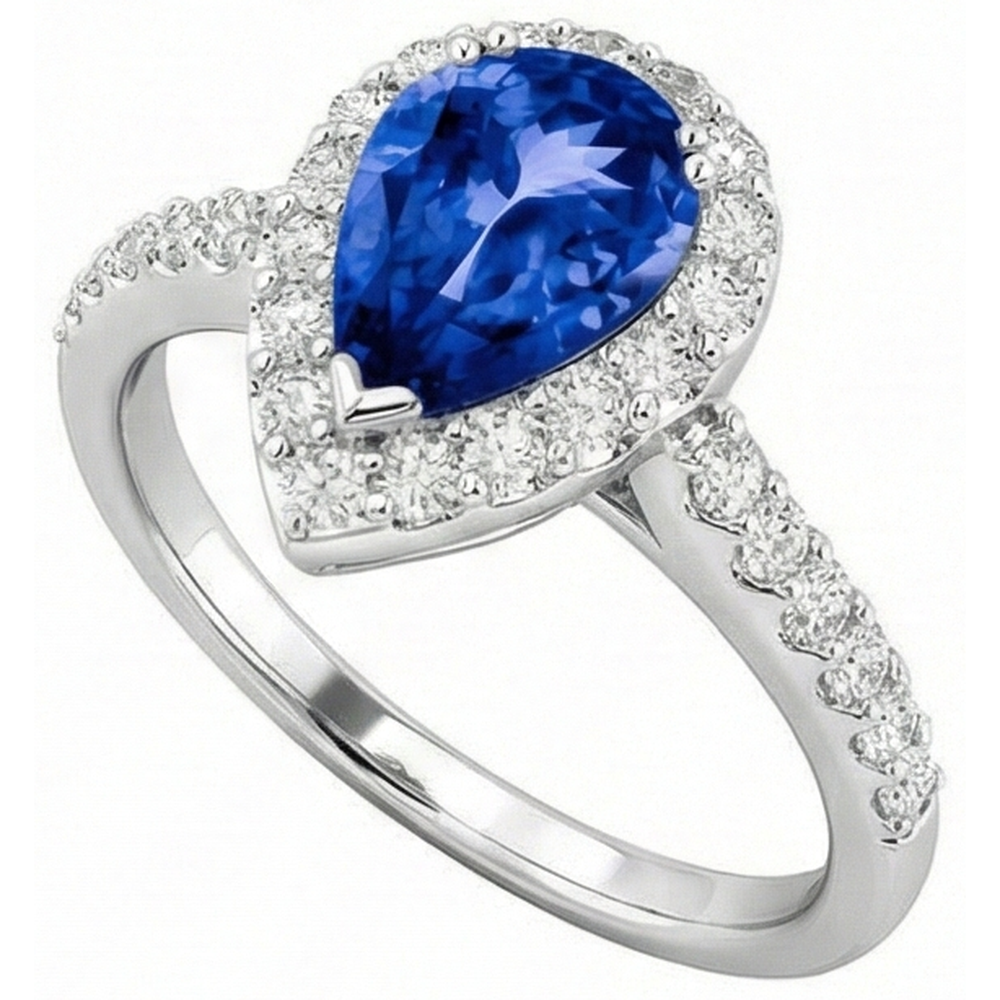 naturel pear tanzanite 12.25carats alliance détail rapproché