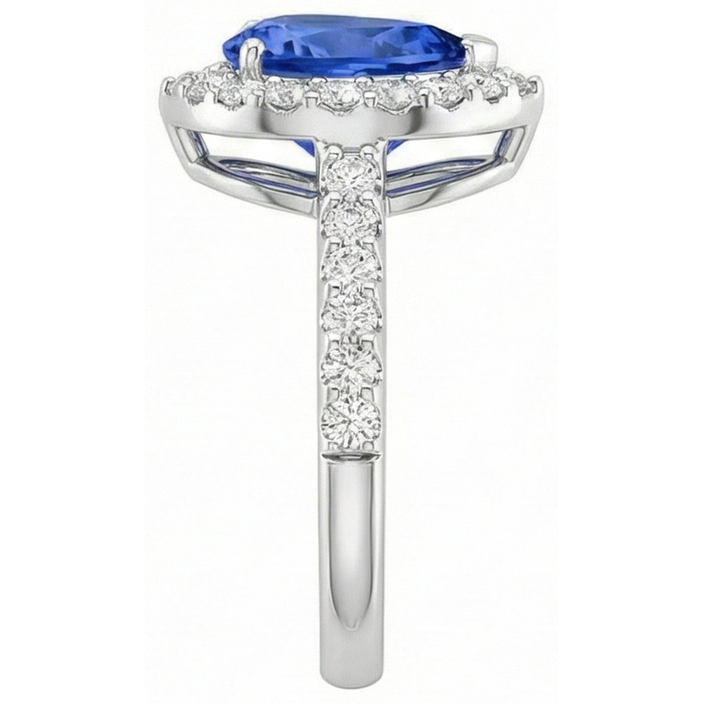 naturel pear tanzanite 12.25carats alliance vue de profil