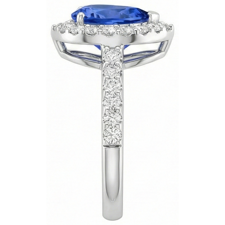 naturel pear tanzanite 12.25carats alliance vue de profil
