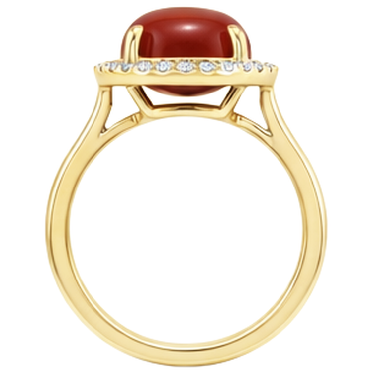 12.50 Carats Corail Rouge Avec Diamants Naturels Extraits des Mines ( et non cultivés en laboratoire ) Alliance Or Jaune 14K