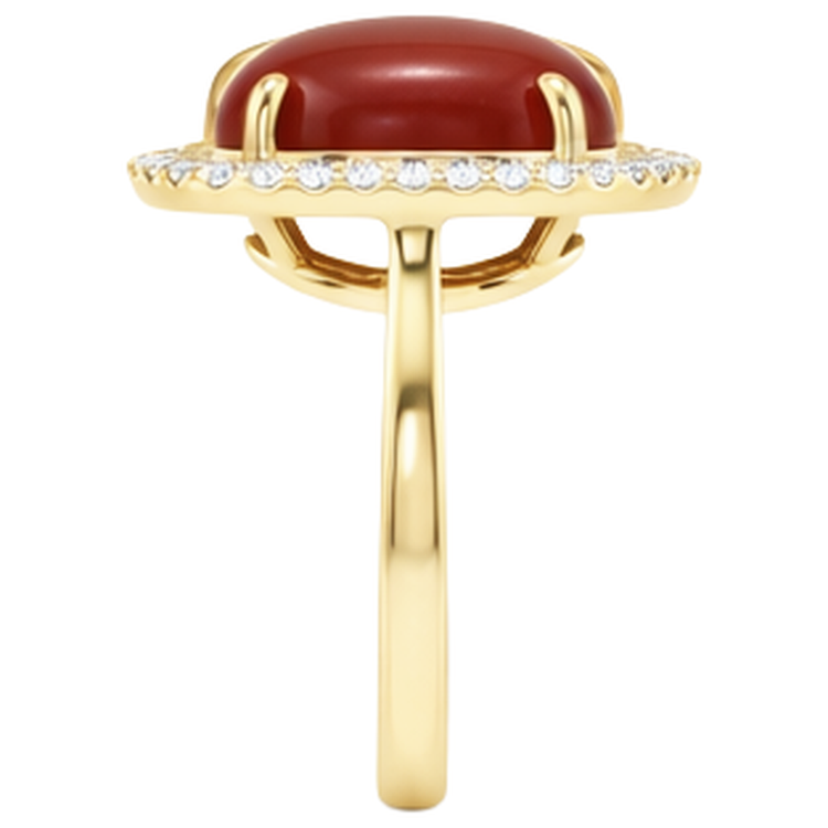 12.50 Carats Corail Rouge Avec Diamants Naturels Extraits des Mines ( et non cultivés en laboratoire ) Alliance Or Jaune 14K