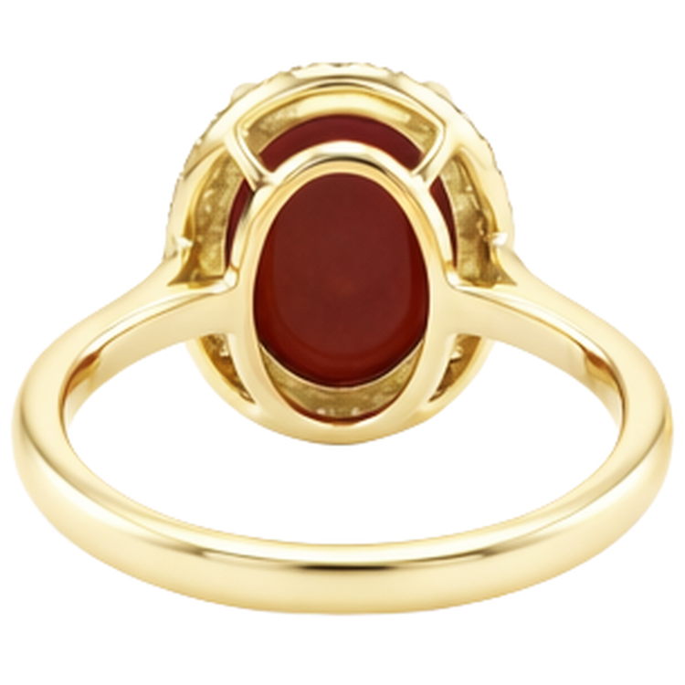 12.50 Carats Corail Rouge Avec Diamants Naturels Extraits des Mines ( et non cultivés en laboratoire ) Alliance Or Jaune 14K
