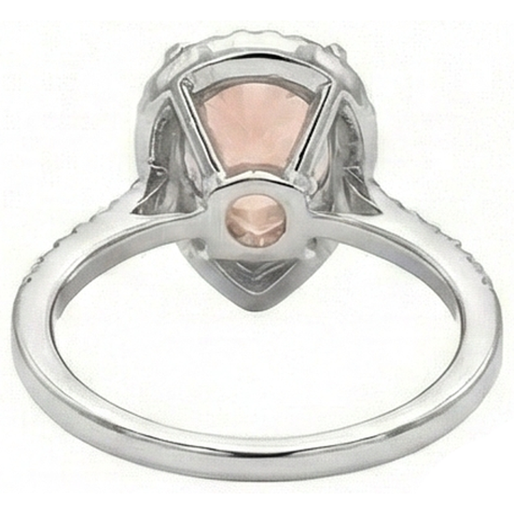 12.50 Ct Poire Morganite Avec Diamants Naturels Extraits des Mines ( et non cultivés en laboratoire ) Bague De Mariage Or Blanc 14K